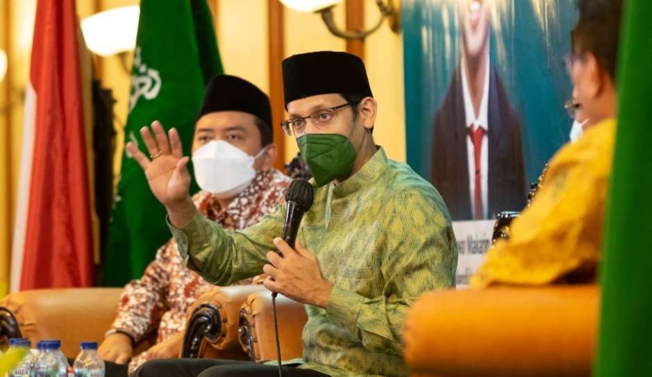 Mendikbudriste Nadiem Makarim di Kantor PBNU Jakarta. (Foto: Istimewa)