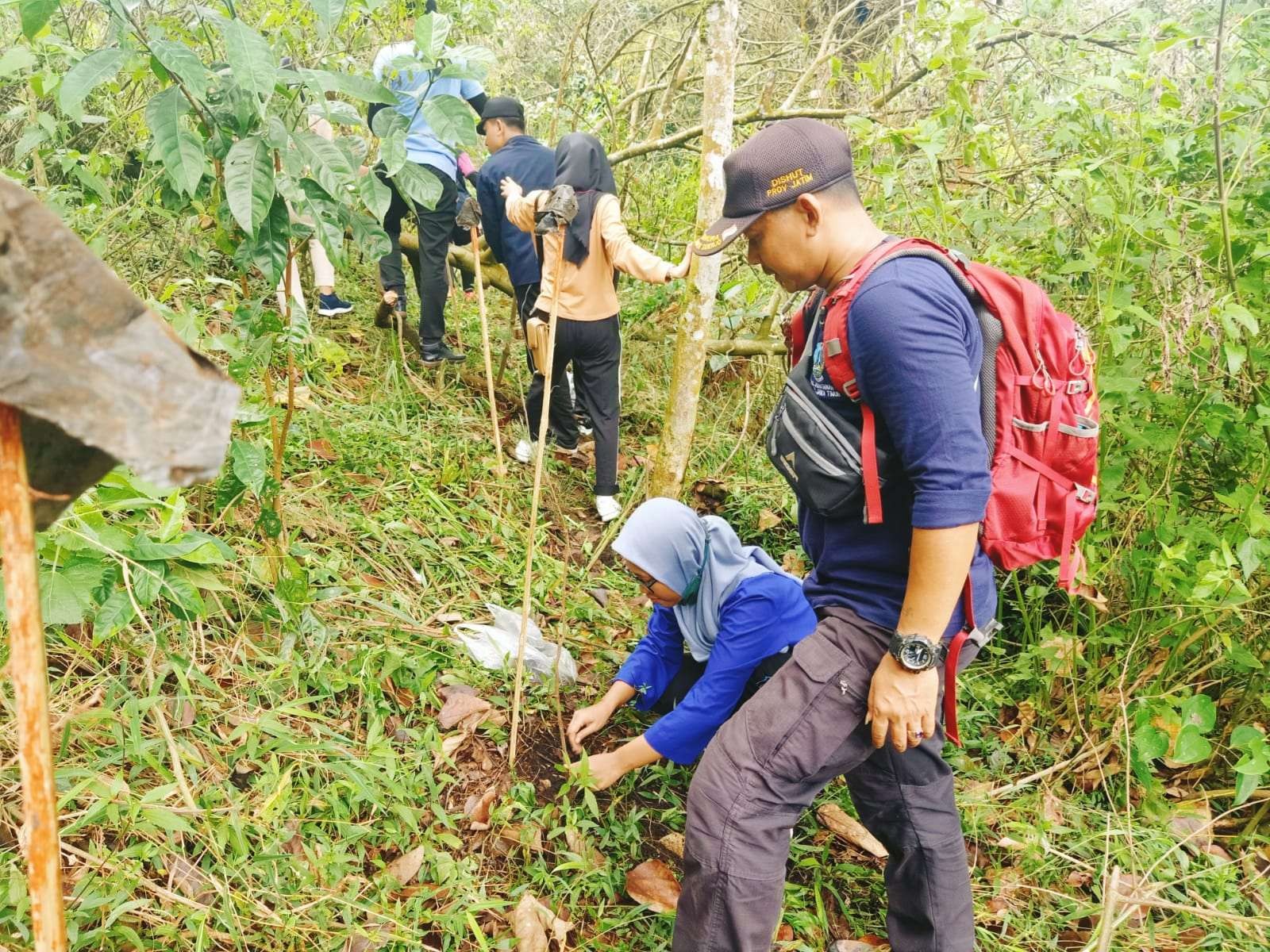 Reboisasi yang dilakukan tim KKN Unesa di kawasan Pacet, Jawa Timur. (Foto: Istimewa)