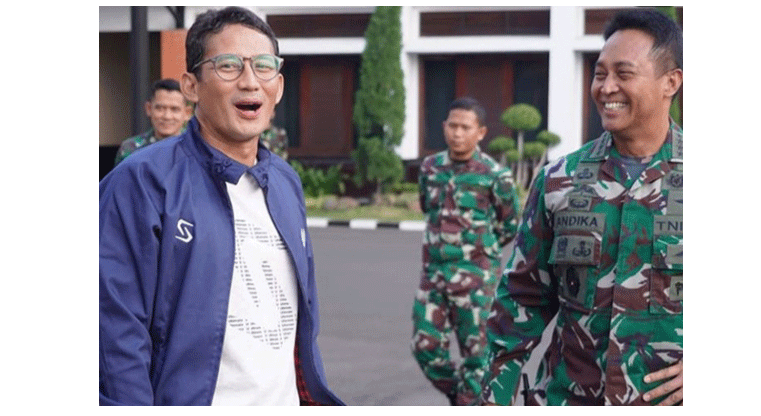 Menteri Pariwisata dan Ekonomi Kreatif (Menparekraf) Sandiaga Uno bersama Panglima TNI Jenderal Andika Perkasa. (Foto: Instagram @sandiuno)