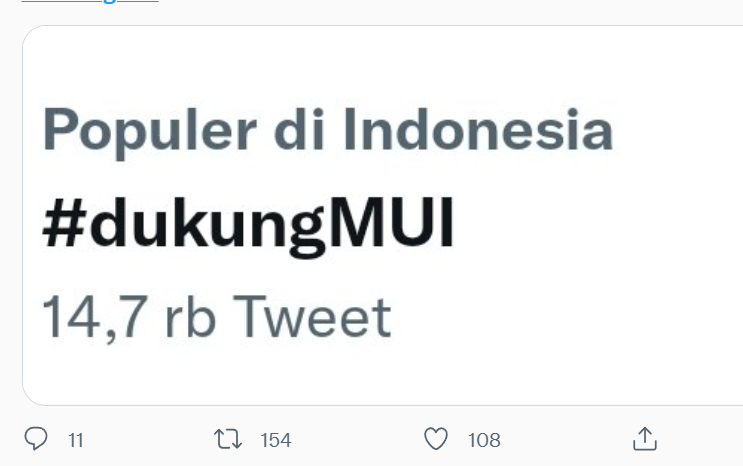 Tagar Dukung MUI viral di Twitter. Detasemen Khusus 88 Antiteror Polri menangkap tiga tersangka teroris, dan dua di antaranya adalah ulama sohor. (Foto: ist)