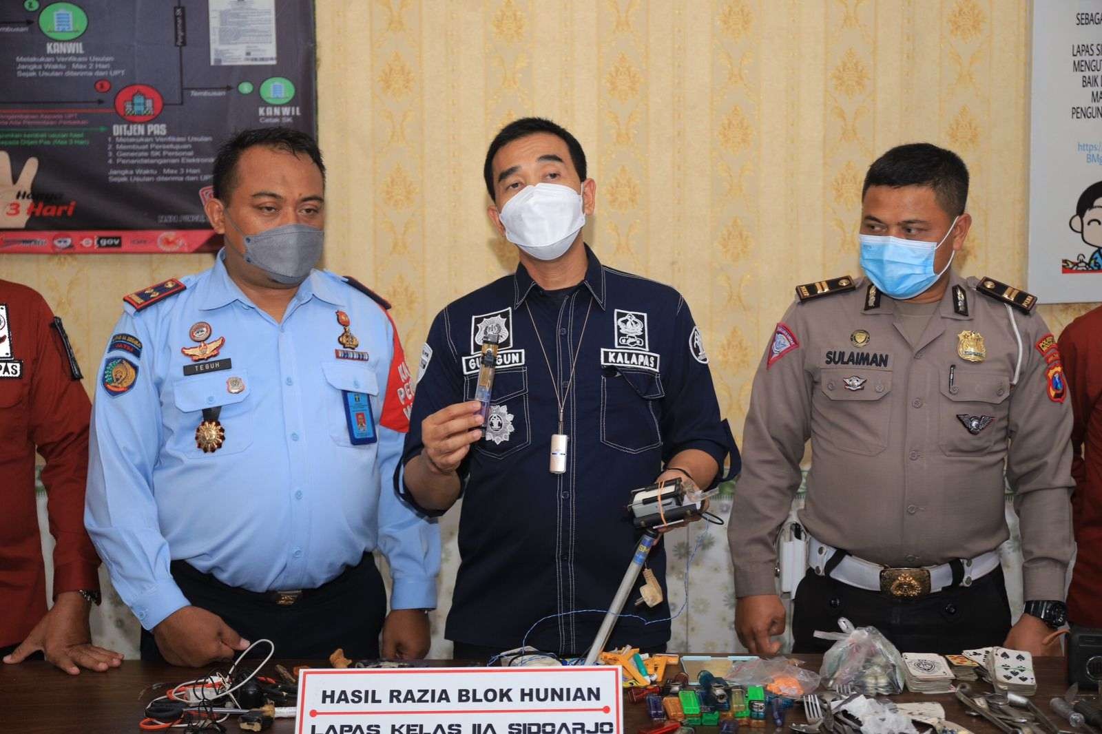 Hasil razia lapas Sidoarjo. (Foto: Kemenkumham Jatim)