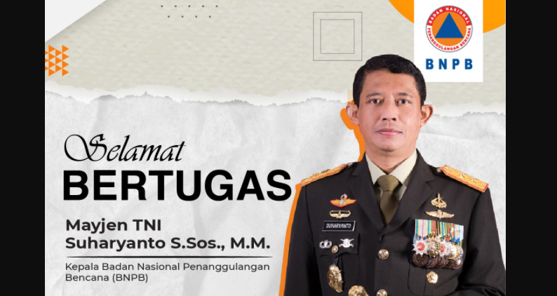 Kepala Badan Nasional Penanggulangan Bencana (BNPB), Mayjen Suharyanto. (Grafis: Twitter BNPB)