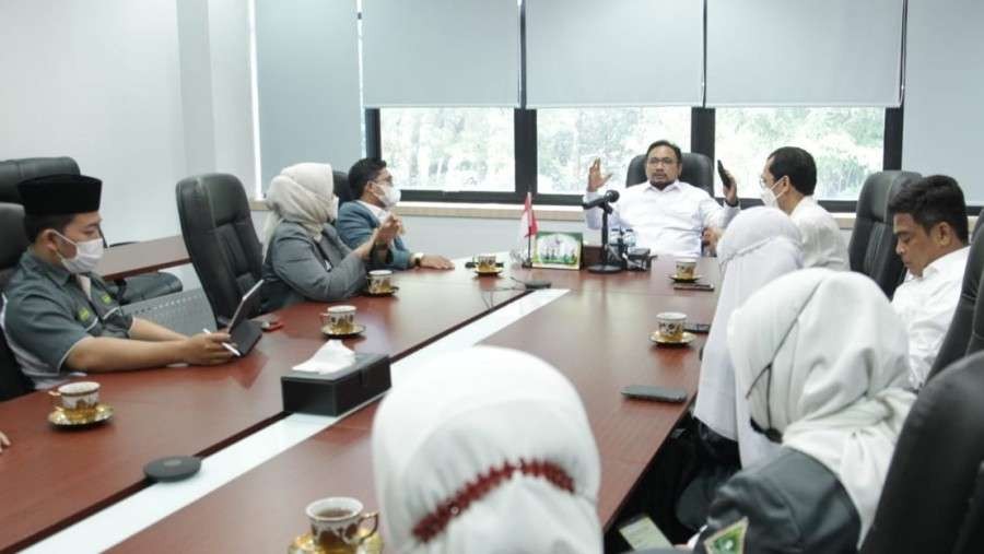 Menag menerima audiensi Ketua PP IPNU dan PP IPPNU di Kemenag, Jakarta. (Foto: Kemenag)