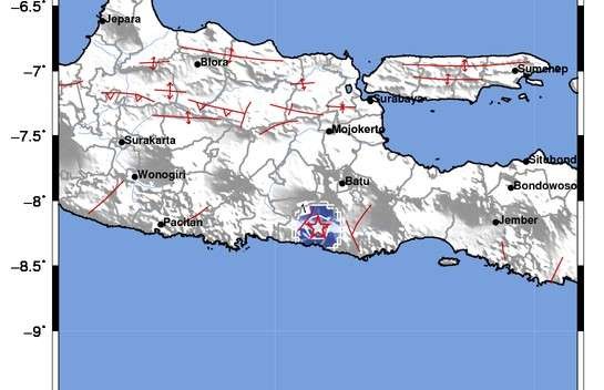 Gempa magnitudo 3,3 terjadi di Wlingi, Blitar, Minggu,21 November 2021.(Foto: BMKG)