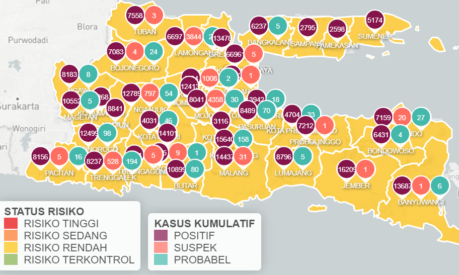 Laman Info Covid-19 Jawa Timur melaporkan terdapat 35 kasus harian Covid-19 per Selasa 30 November 2021. (Foto: Info Covid-19 Jatim)
