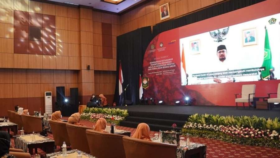 Arahan Menag Yaqut Cholil Qoumas pada webinar nasional perayaan HUT DWP ke-22 secara daring, Kamis 9 Desember 2021. (Foto: Kemenag)