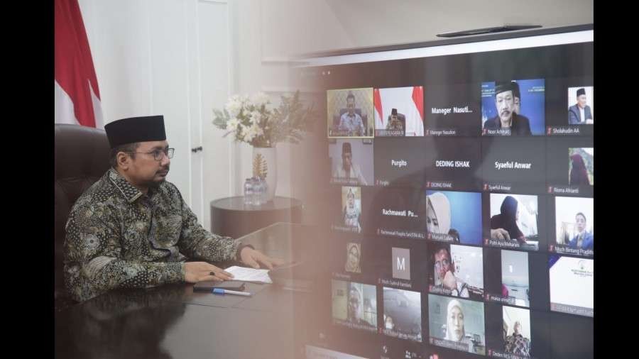 Menag menghadiri International Webinar on Human Rights, Rabu 15 Desember 2021. (Foto: Kemenag)