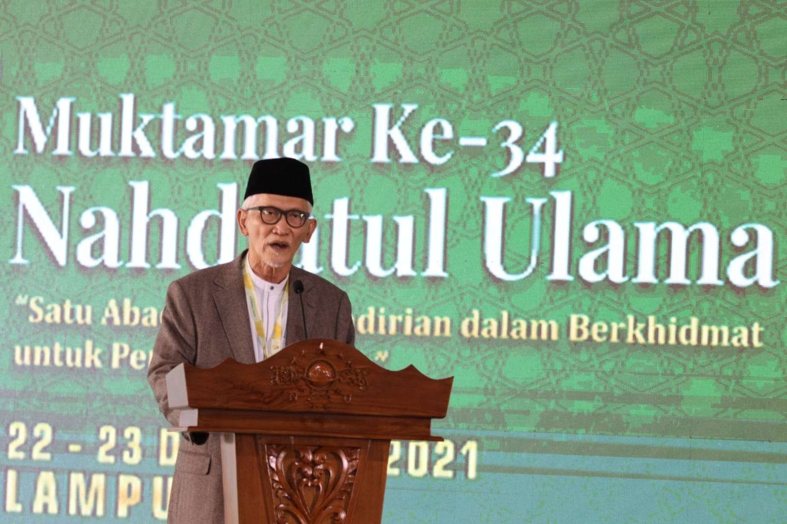 Khutbah Iftitah Rais Aam NU KH Miftachul Akhyar. (Foto:Ngopi bareng.id)