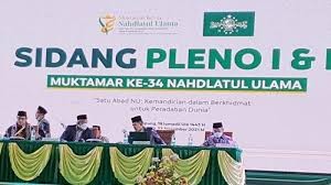 Suasana Sidang Pleno di Muktamar ke-34 NU Lampung. (Foto:Ngopibareng.id)