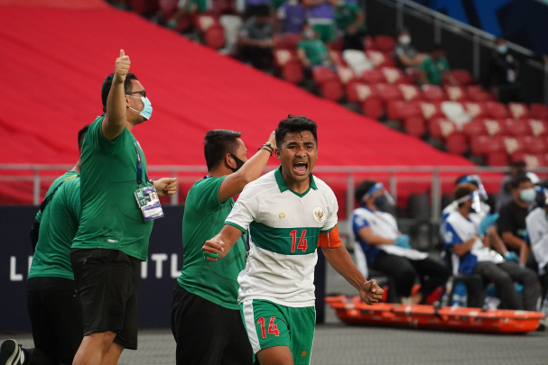 Timnas Indonesia di leg pertama semifinal lawan Singapura. (Foto: AFF)