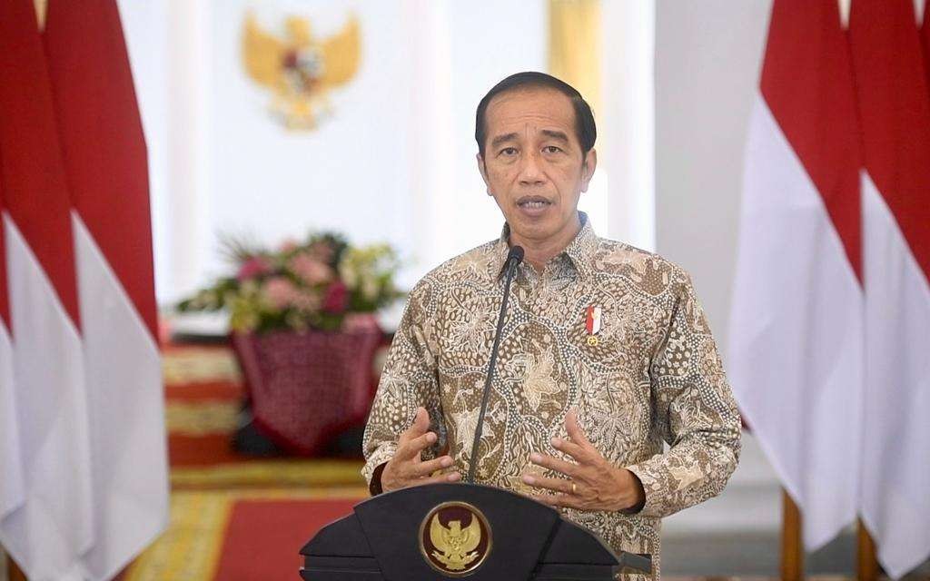 Presiden menyampaikan pidato pada perayaan Natal Nasional  secara virtual ( foto: Setpres )