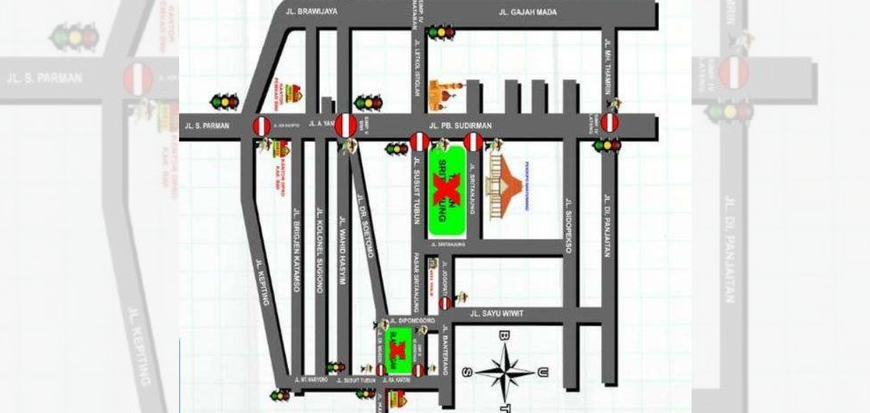 Sejumlah simpul jalan yang akan ditutup pada malam tahun baru. (Grafis: Istimewa)