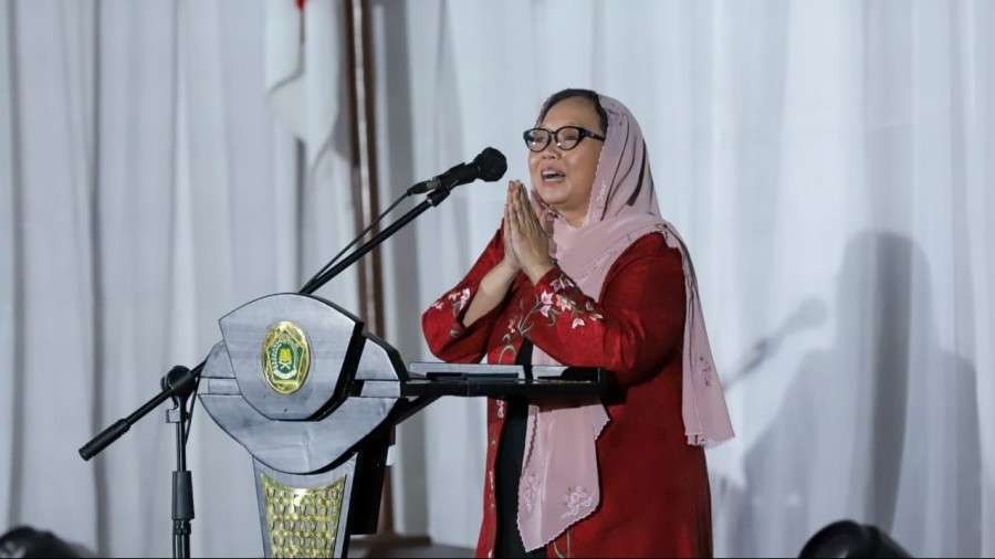 Alissa Wahid saat menyampaikan Orasi Moderasi Beragama dalam Malam Tasyakuran HAB Ke-76 Kemenag, Selasa 4 Januari 2021. (Foto: Tim Bimas Islam Kemenag)