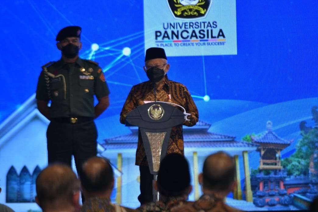 Wapres KH Ma'ruf Amin meresmikan enam tempat indah yang dibangun secara berdampingan di Universitas Pancasila Jakarta ( foto: Setwapres)