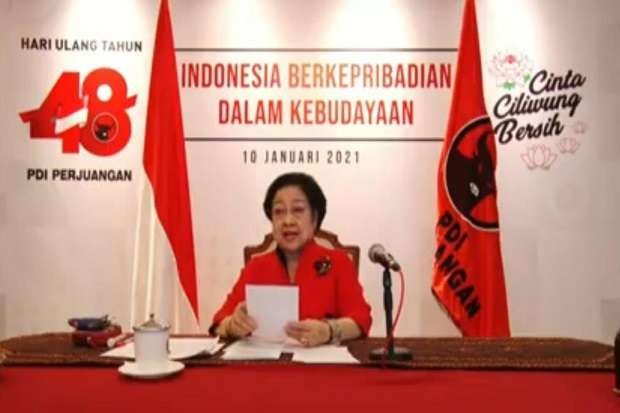 Bergerak dari satu barisan. Megawati Soekarnoputri, sambutan saat HUT ke-48 PDIP di Jakarta. (Foto: Istimewa)