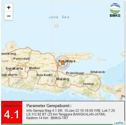 Data gempa Bangkalan. (Grafis: BMKG)