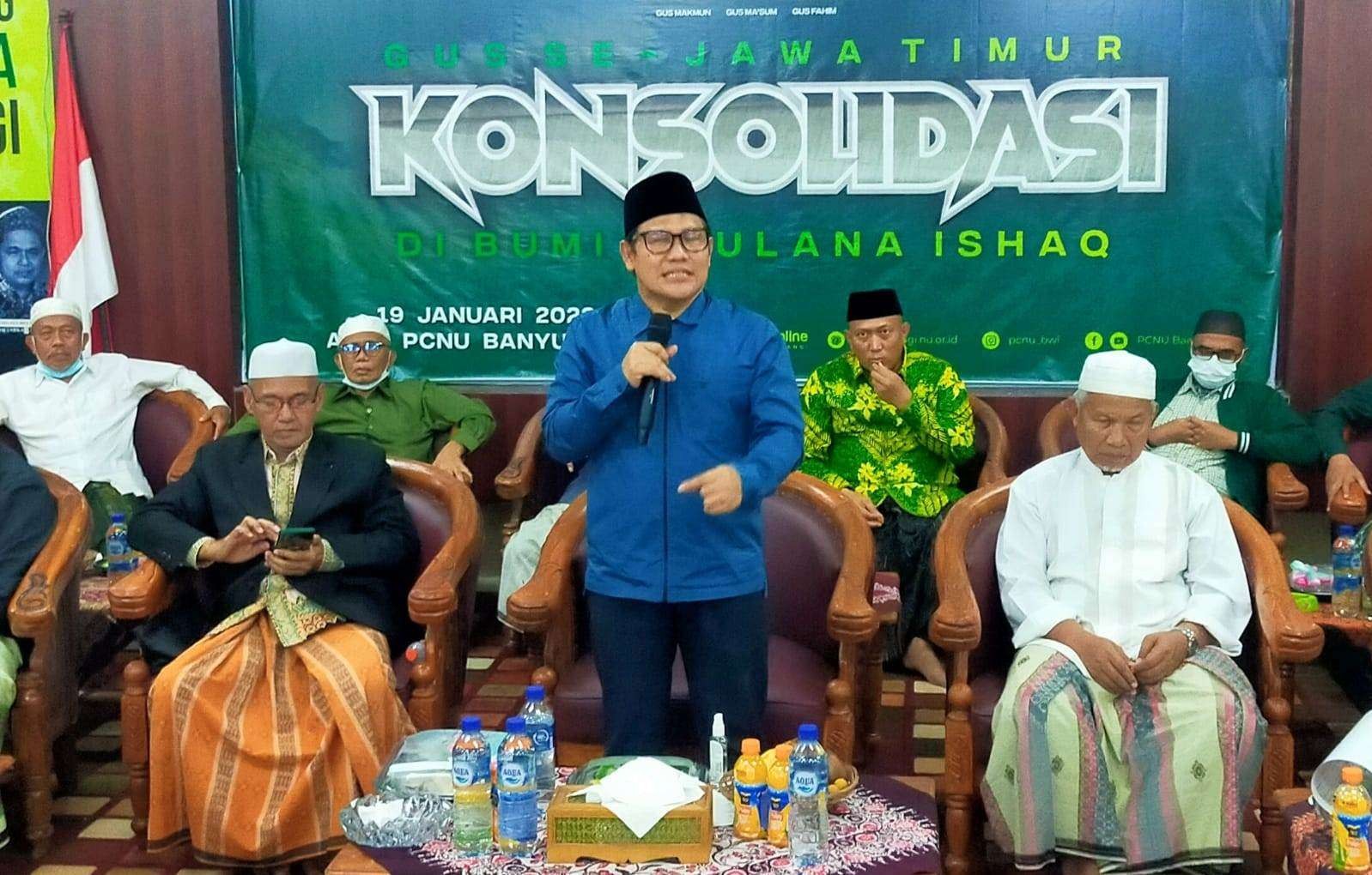 Ketua PKB Muhaimin Iskandar bertemu dan sejumlah kyai di Kantor PCNU Banyuwangi (foto: istimewa)