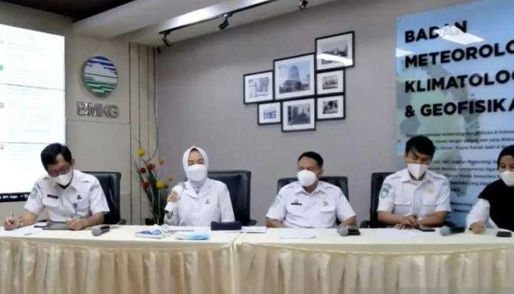 Tangkapan layar konferensi pers BMKG tentang gempa 6,0 Kepulauan Talaud di Jakarta, Sabtu 22 Januari 2022. (Foto: Antara/Devi Nindy)