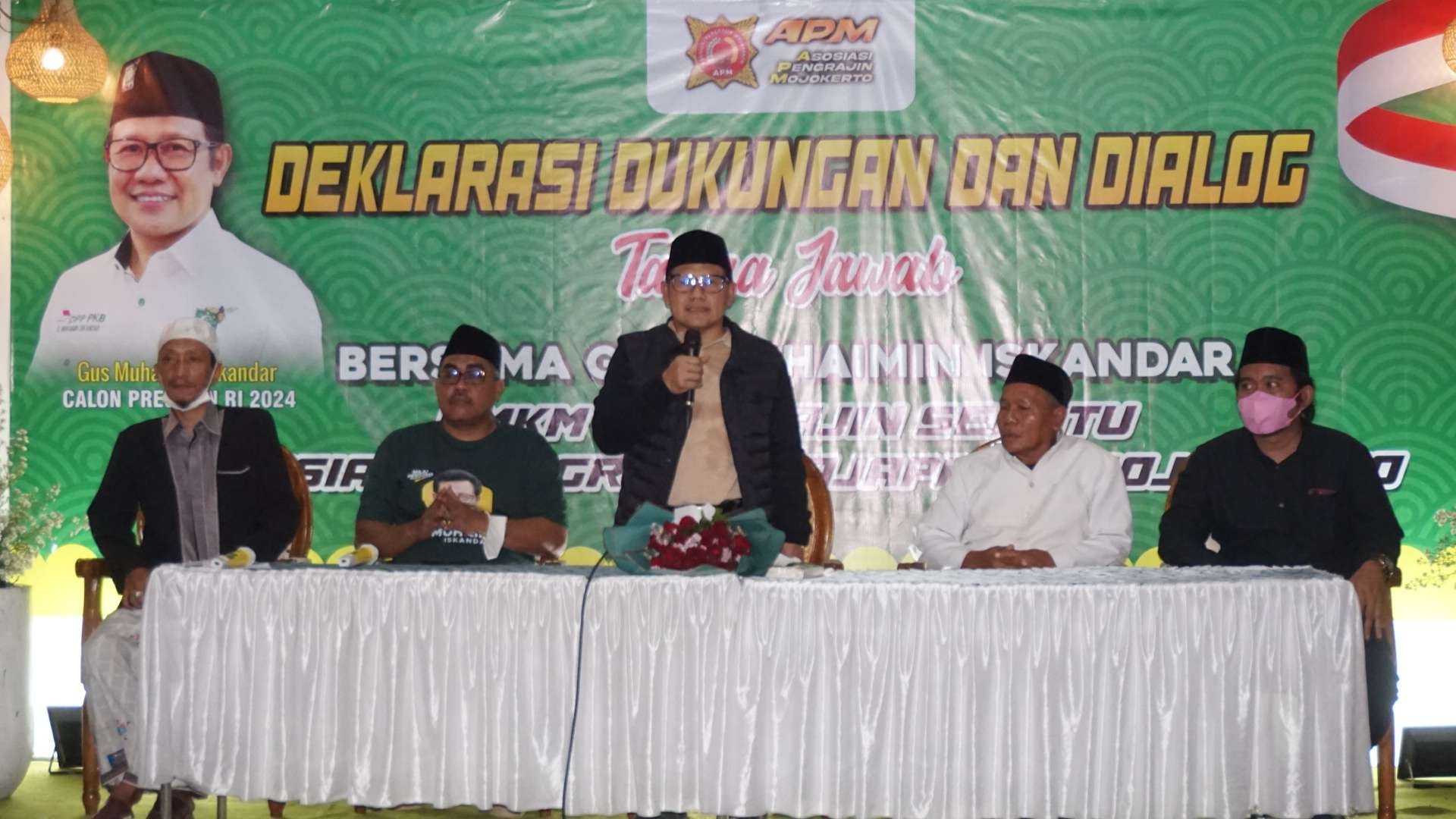 Gus Muhaimin menghadiri deklarasi dukungan maju di Pemilihan Capres tahun 2024.(Deni Lukmantara/Ngopibareng)