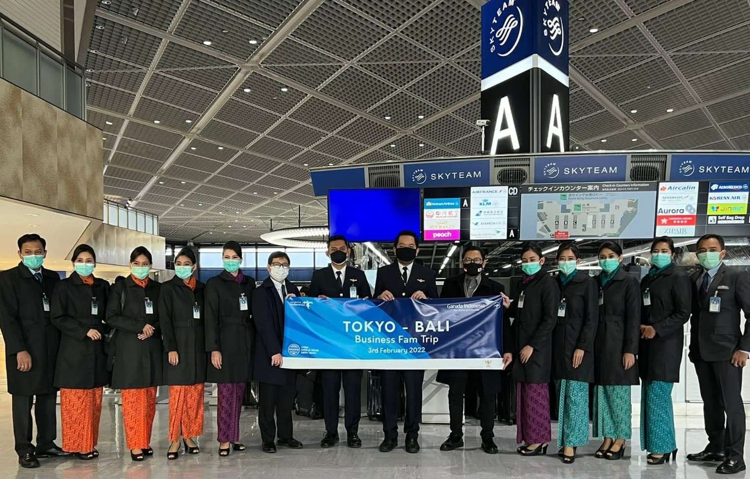 Penerbangan perdana Garuda dari Narita menuju Denpasar, Bali. (Foto; Dok KBRI Tokyo)