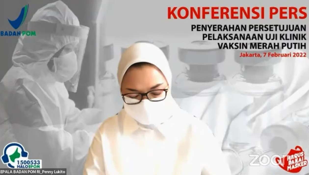 Kepala BPOM RI, Dr.Ir Penny K. Lukito dalam siaran pers secara virtual. (Foto: Tangkapan Layar).