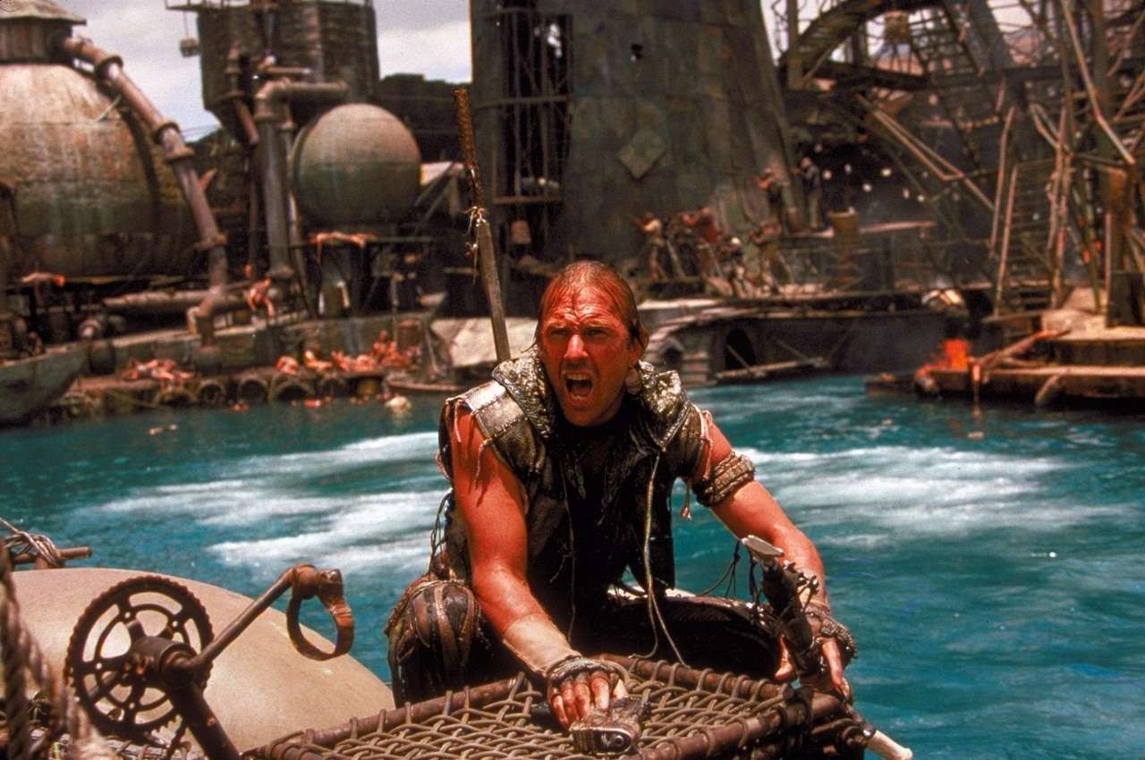 Akting Kevin Costner di film Waterworld. (Foto: Istimewa)