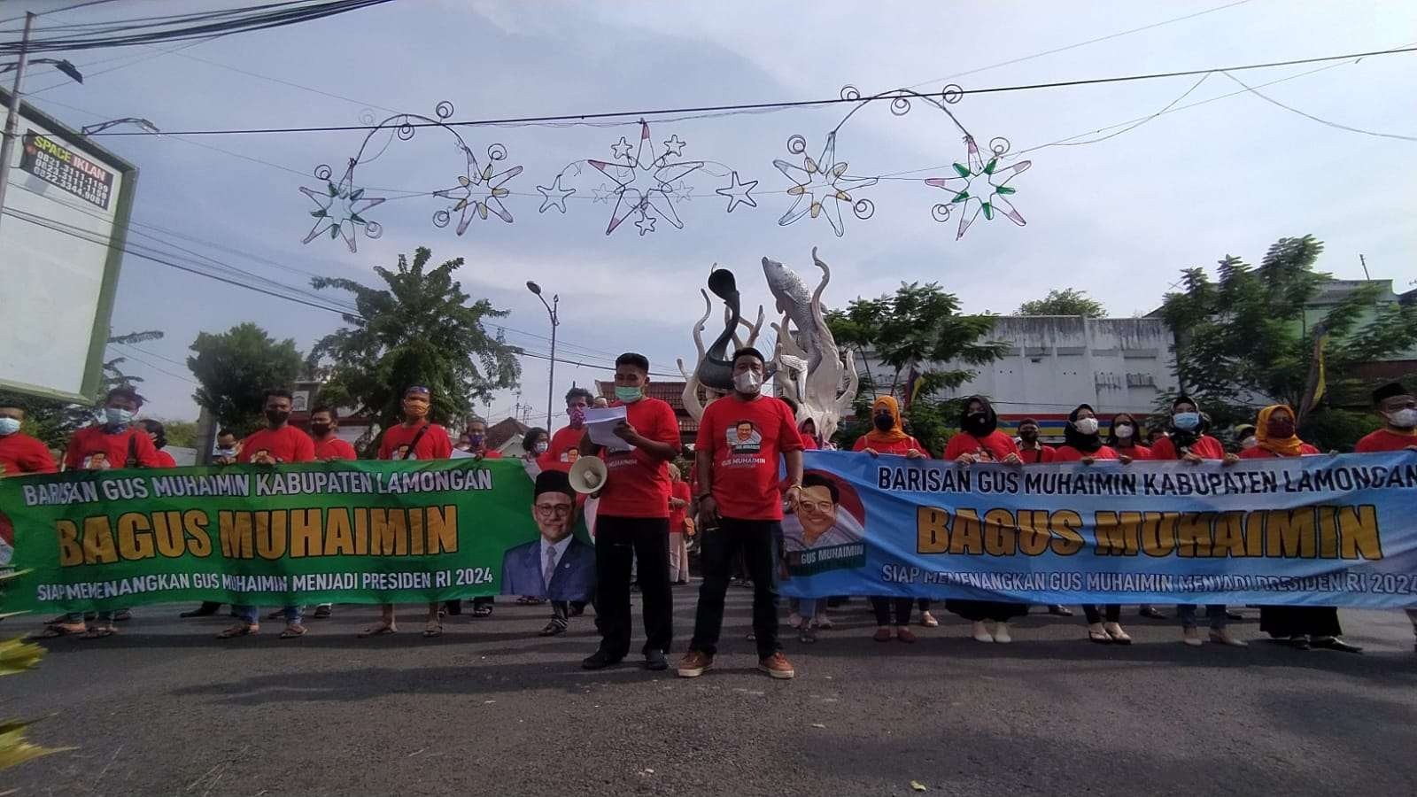 Bagus Muhaimin Lamongan deklarasi mendukung Muhaimin Iskandar menjadi Presiden RI 2024, Jumat 25 Februari 2022. (Foto: Imron Rosidi/Ngopibareng.id)