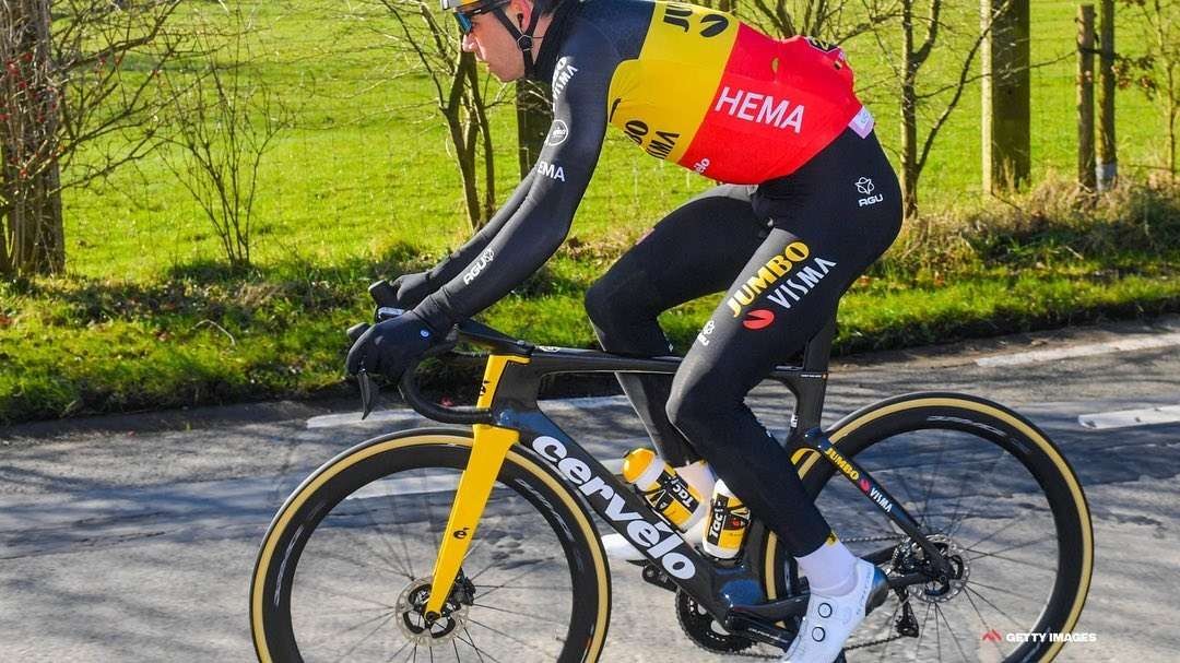 Cervelo S5 baru yang digunakan Wout van Aert di Omloop Het Nieuwsblad.