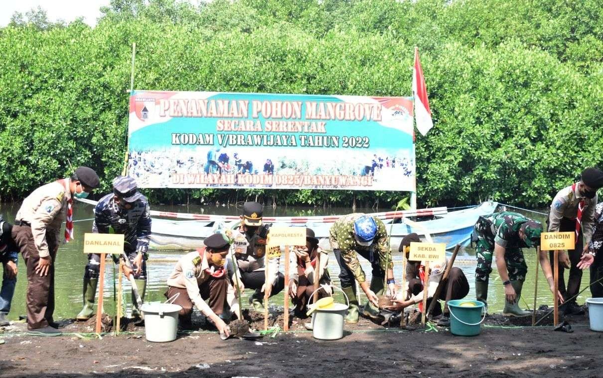 Penanaman mangrove di Pantai Pulau Santen, untuk membantu menjaga kelestarian alam. (Foto: Istimewa)