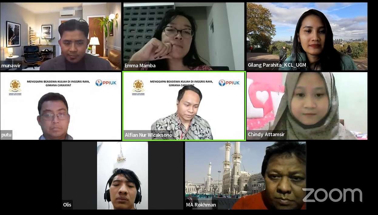 Keluarga Alumni Universitas Gadjah Mada di Inggris Raya dan Irlandia dalam webinar. (Foto: Istimewa)