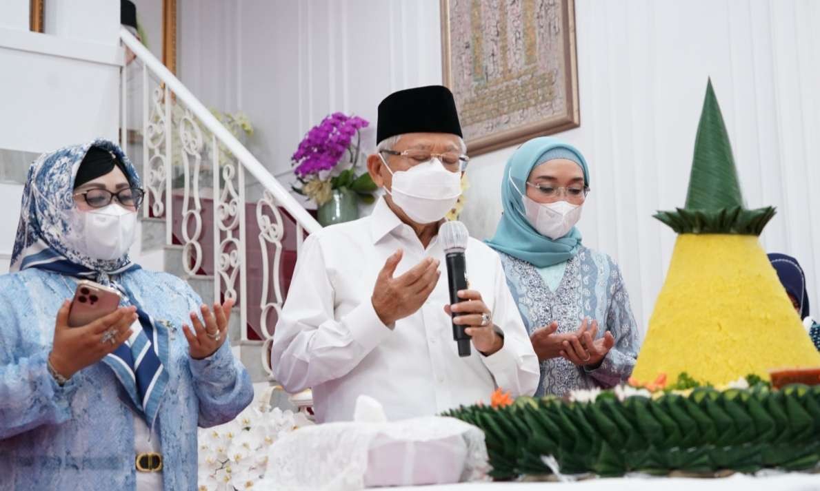 Wapres Ma'ruf Amin membacakan doa keselatanan di HUT ke-79, Jumat 11 Maret 2021. (Foto: Setwapres)