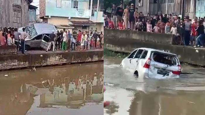 Tangkapan layar satu unit mobil ditenggelamkan warga ke sungai. (Foto: Instagram)