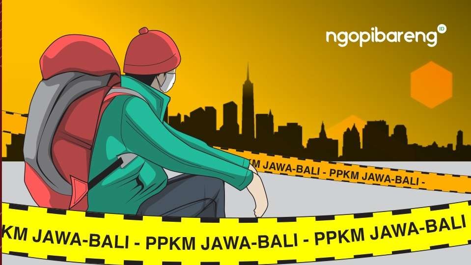 Ilustrasi pemberlakuan pembatasan kegiatan masyarakat atau PPKM. (Grafis: Fa Vidhi/Ngopbareng.id)