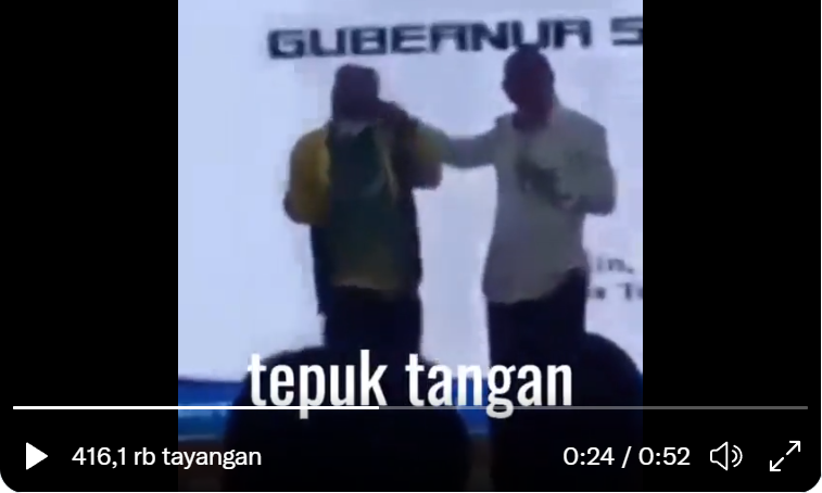 Gubernur Sumatera Utara, Edy Rahmayadi saat menjewer telinga Choki. (Foto: tangkapan layar)