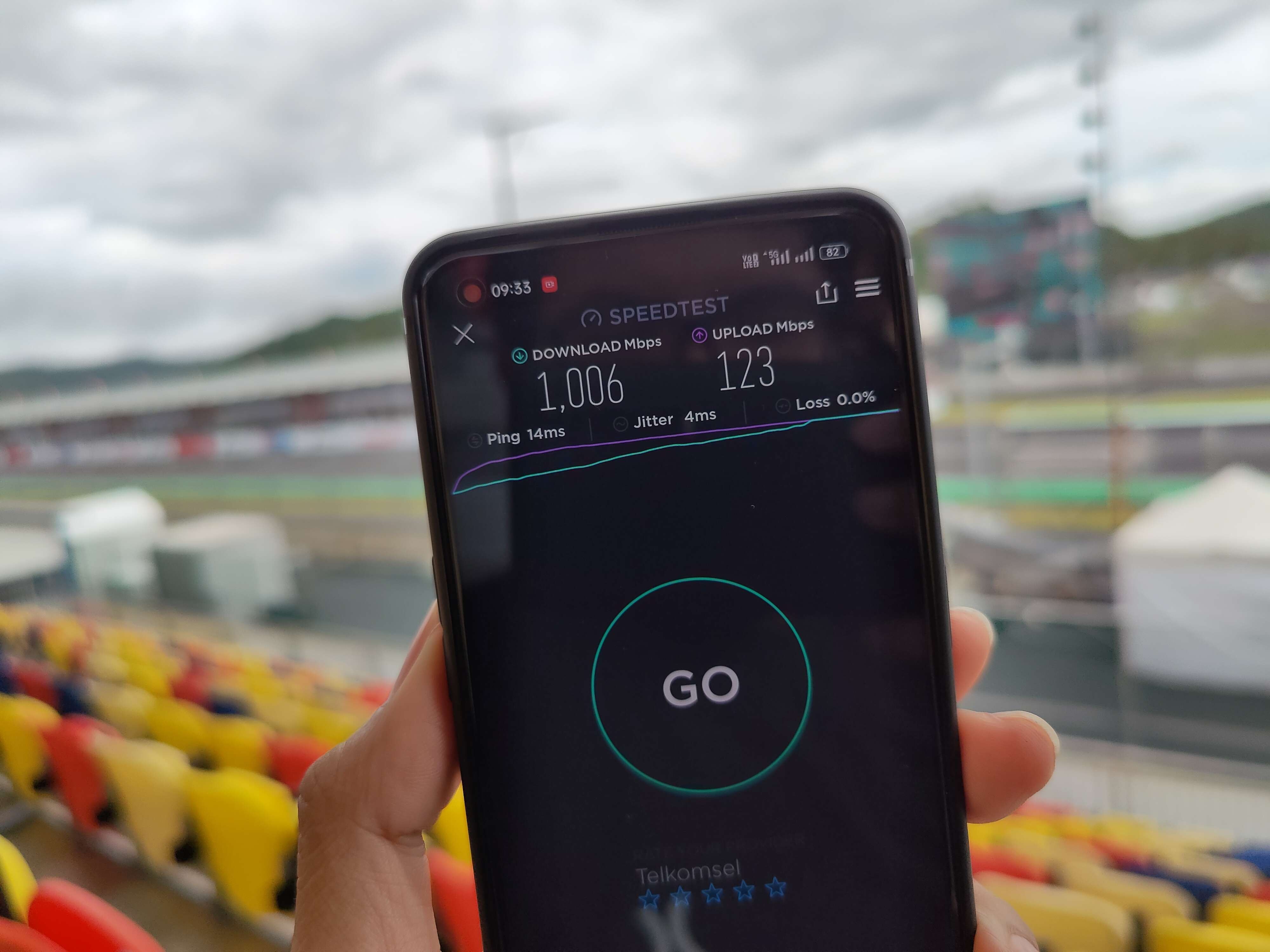 Uji coba yang dilakukan OPPO Reno7 Z 5G di sirkuit Mandalika yang disuport jaringan 5G. (Foto: Istimewa)