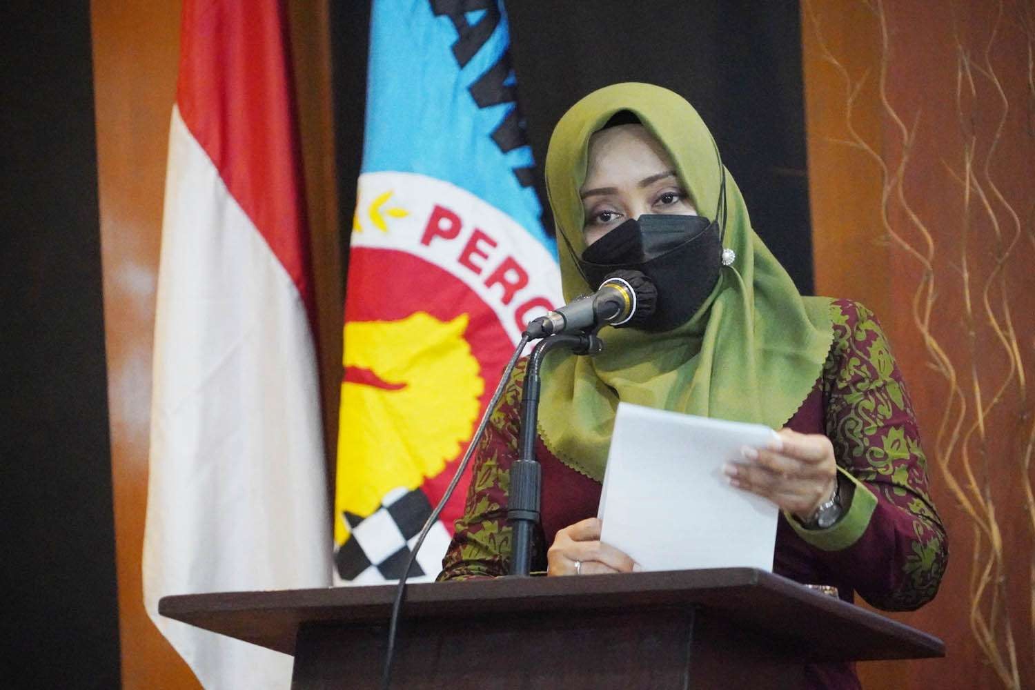 Bupati Mojokerto Ikfina Fahmawati menghadiri Pra Pekan Olahraga Pelajar Provinsi (Porprov) Jawa Timur ke-7 Tahun 2022 di Trawas, Mojokerto. (Foto: ist)