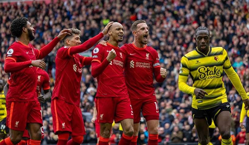 Liverpool berhasil memetik kemenangan 2-0 atas Watford di pekan ke-30 Premier League, Sabtu 2 April 2022 di Anfield. (Foto: Twitter/@LFC)