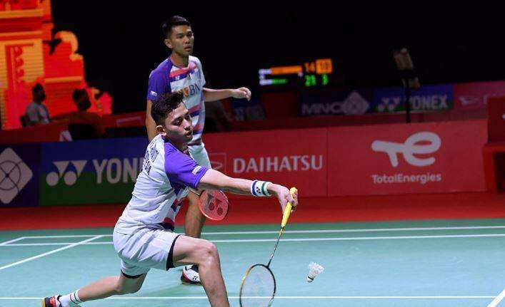 Ganda Fajar/Rian melaju ke semifinal Kejuaran Asia 2022. (Foto: Twitter @INABadminton)