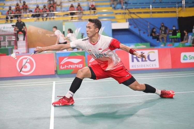 Jonatan Christie melaju ke final Badminto Asia Championships usai kalahkan Chico. (Foto: PBSI)