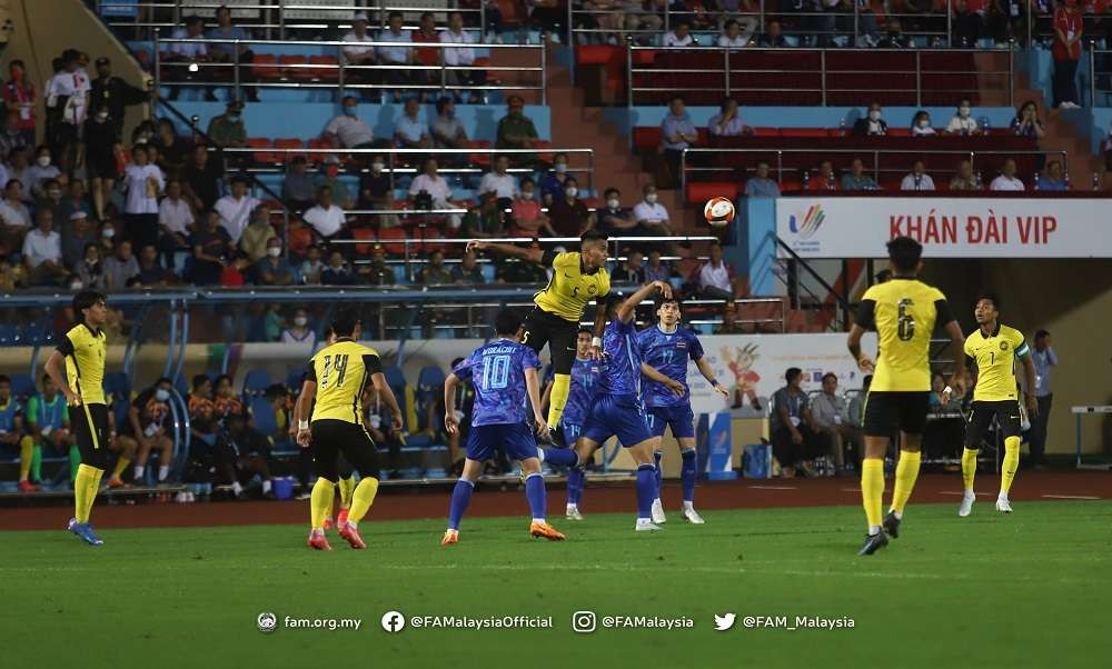 Malaysia menang dramatis atas Thailand di Grup B SEA Games. (Foto: Twitter @FAM_Malaysia)