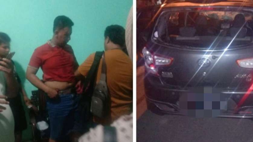 Pelaku saat diamankan warga (kiri) dan kendaraannya diamankan. (Foto: Istimewa)