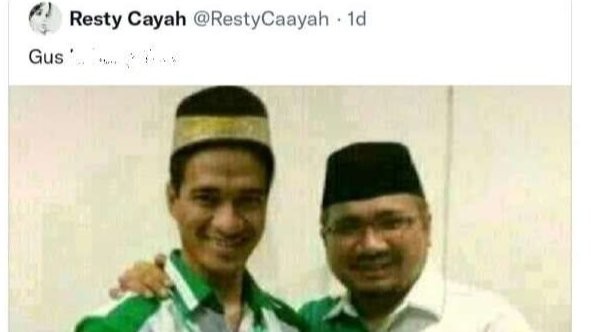 Foto editan Ragil Mahardika dengan Menteri Agama (Menag) Yaqut Cholil Qoumas atau Gus Yaqut. (Foto: Twitter @RestyCaayah)