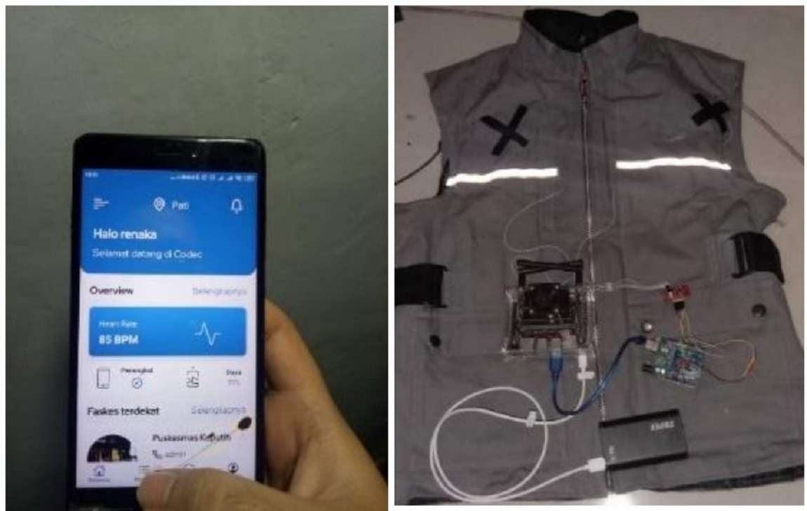 Rompi berbasis Internet of Things (IoT) dan deep learning yang terhubung dengan aplikasi berbasis ponsel cerdas gagasan mahasiswa ITS. (Foto: Istimewa)