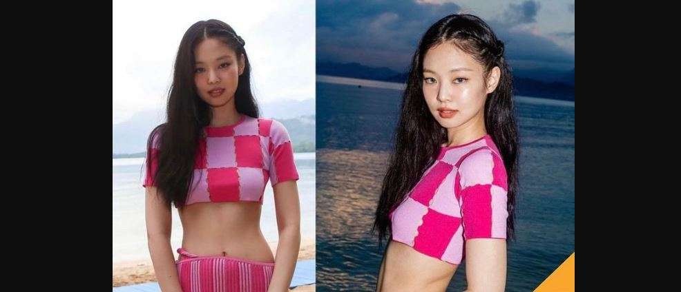 Penampilan Jennie BLACKPINK dengan fesyen underboob. (Foto: Kolase)