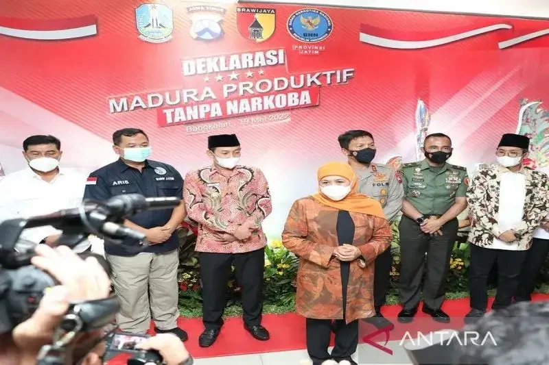 Gubernur Jatim hadiri deklarasi Madura produktif tanpa narkoba. (Foto: Ant)