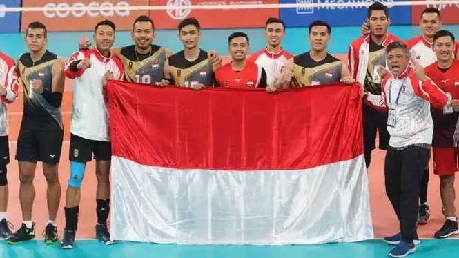 Tim Volly Putra raih medali emas usai kalahkan tuan rumah Vietnam 3 set langsung. (Foto: Ant)