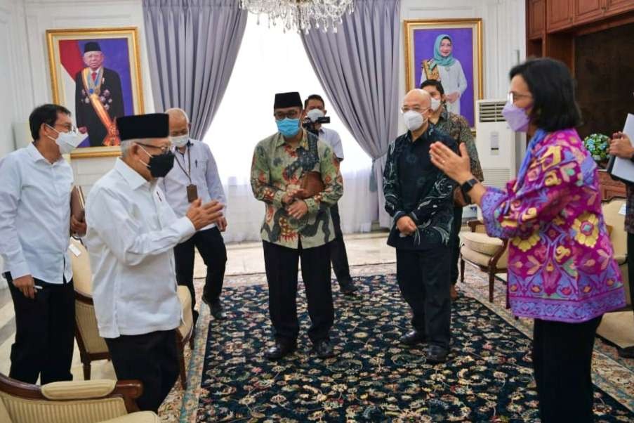 Wapres KH Ma'ruf Amin menerima kunjungan Menkeu, Sri Mulyani. ( Foto: Setwapres)