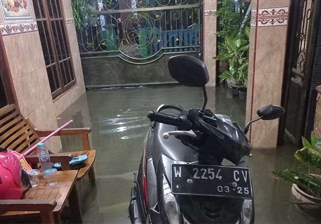 Banjir rob menjadi momok dan bayangi warga Gresik. (Foto: Ant)