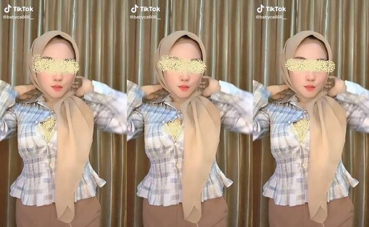 Aulia Salsa Marpaung minta maaf usai pamer payudara pakai hijab di TikTok. (Foto: TikTok @babyca666)