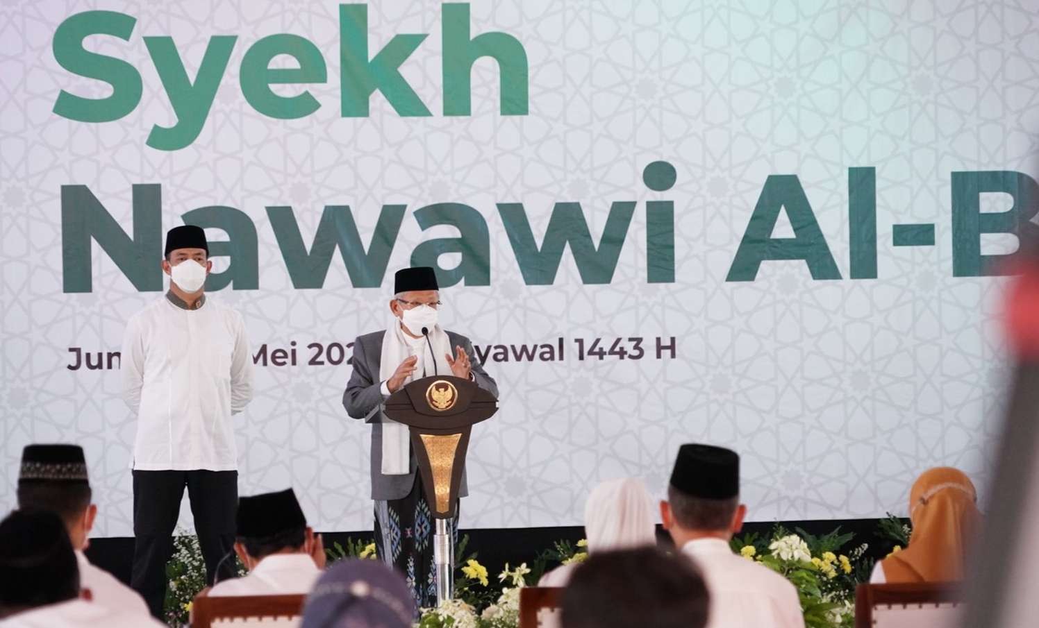 Wapres KH Ma'ruf Amin memberikan sambutan di Haul Syekh Naeawi Al-Bantani. (Foto: Setwapres)